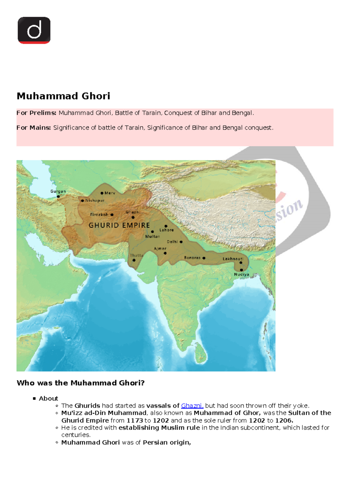 Ghauris 1148-1206: A Historical Analysis of Muhammad Ghori's Conquests ...