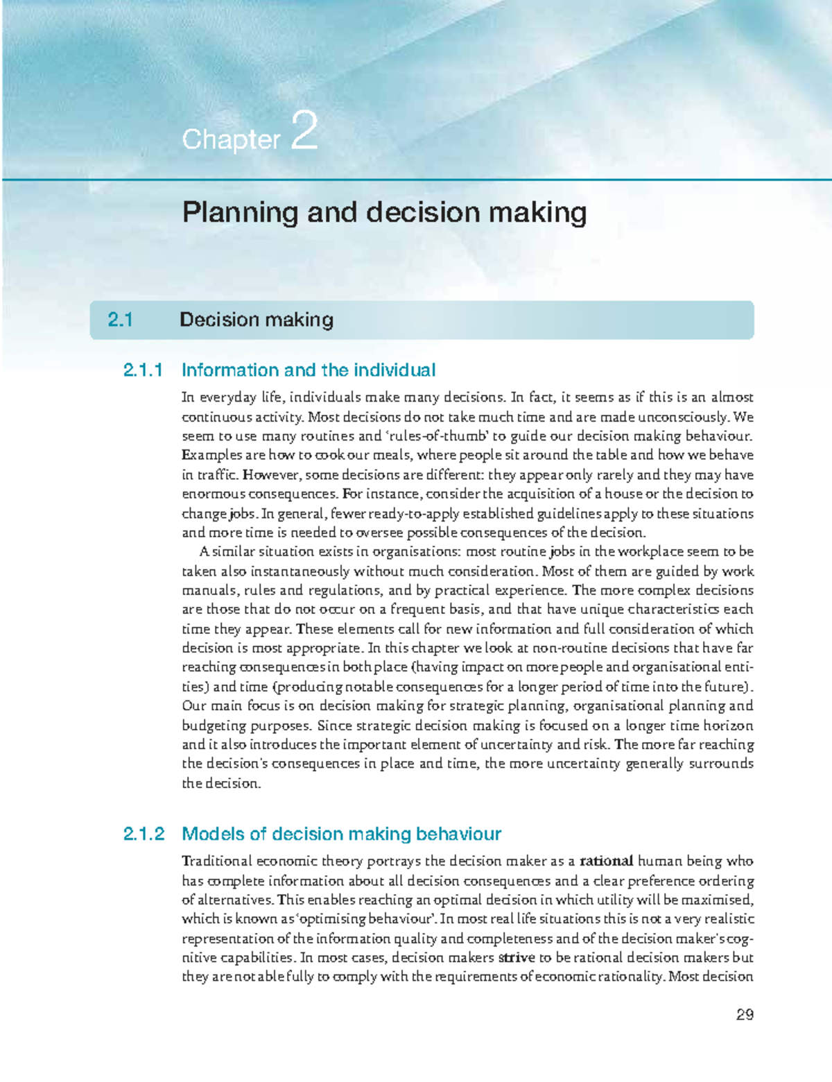 Chapter 2: Planning and Decision Making in Advanced Management ...