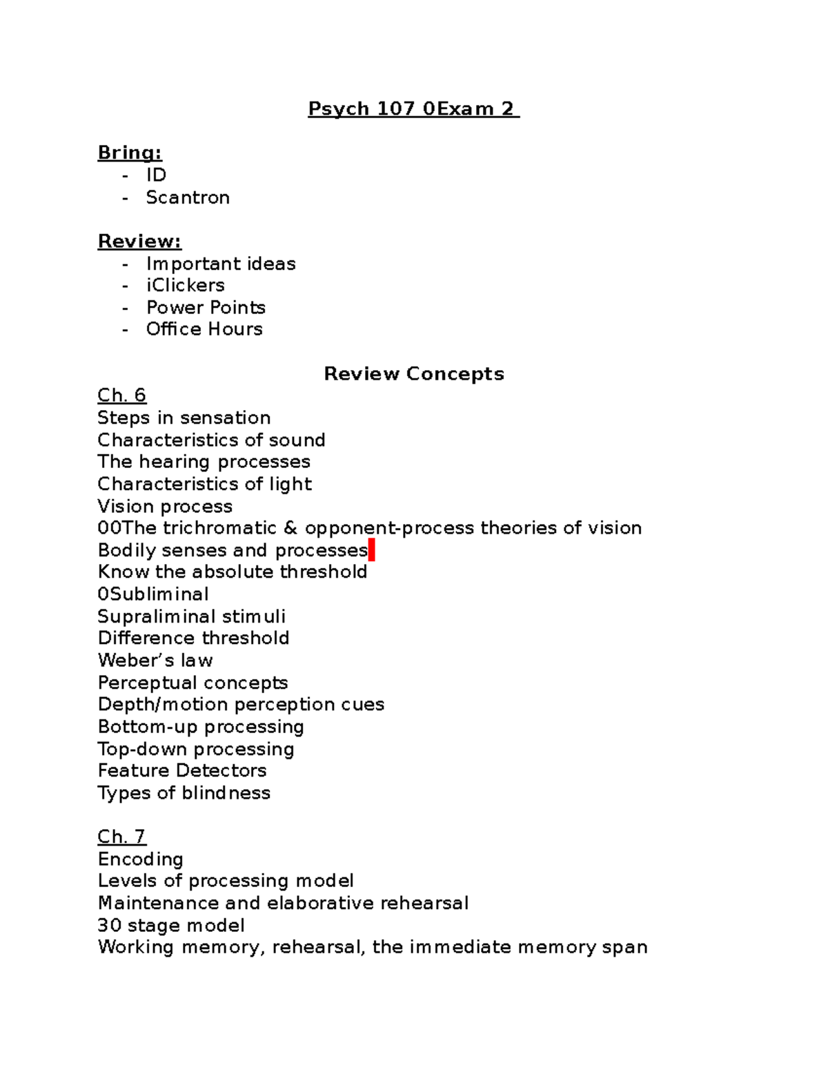 Psych 107 Exam 2 Study Guide: Key Concepts and Review Notes - Studocu