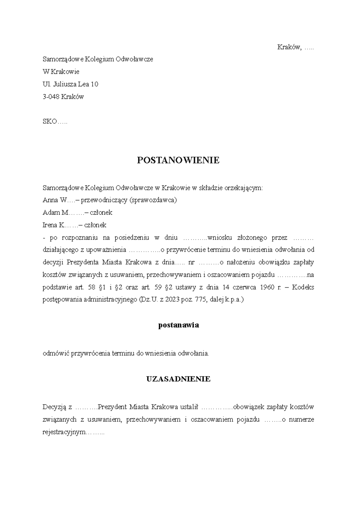 postanowienie-sko-w-krakowie-przywr-cenie-terminu-odwo-ania-studocu