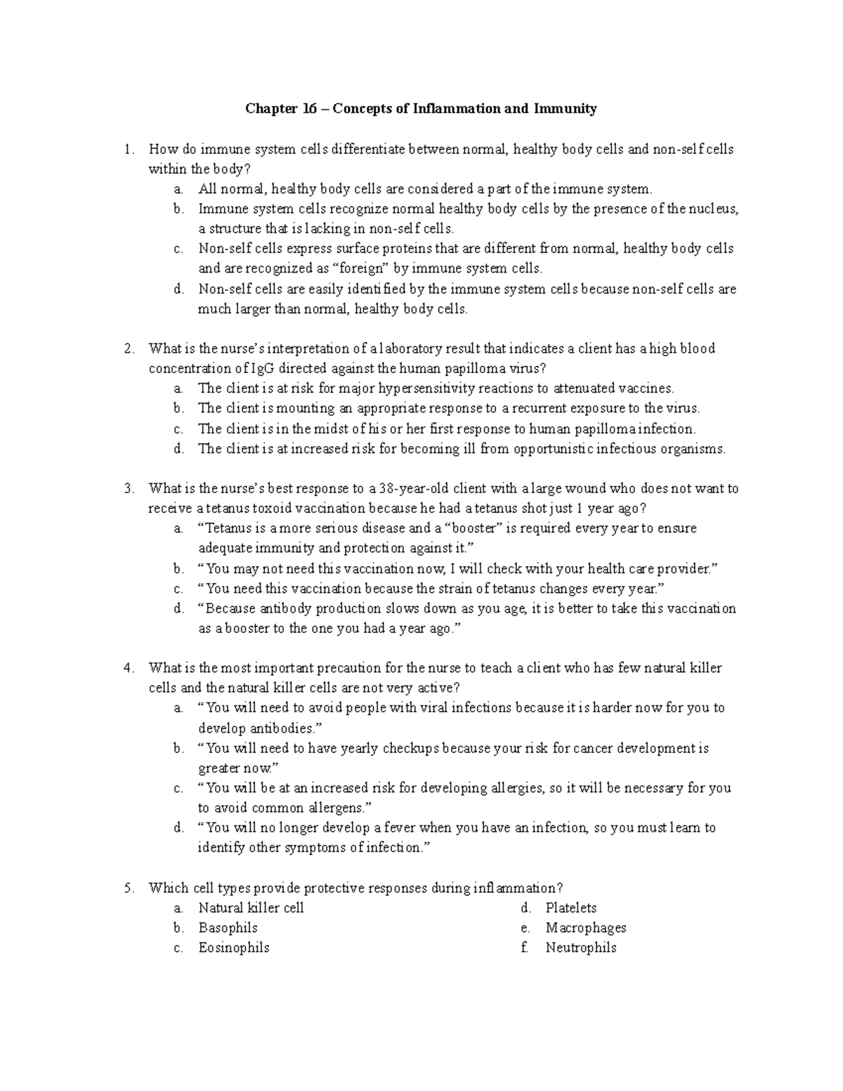 AH 16 - Concepts of Inflammation and Immunity Study Notes - Studocu