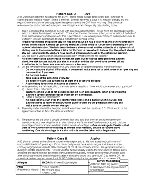 Group Case Study Set #1(2) - Janell Mayer - Patient Case A DVT A 36 ...