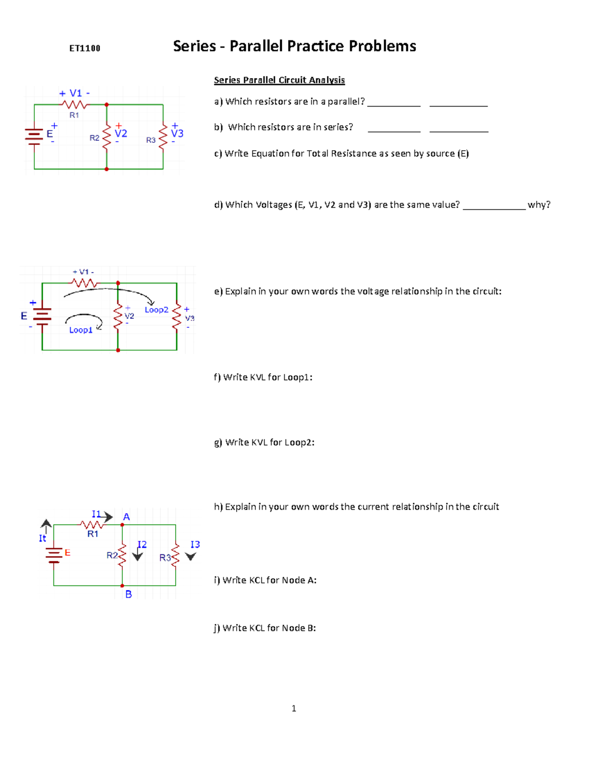 ET1100 Series-Parallel Circuits Practice Problems & Solutions Ver 1.0 ...
