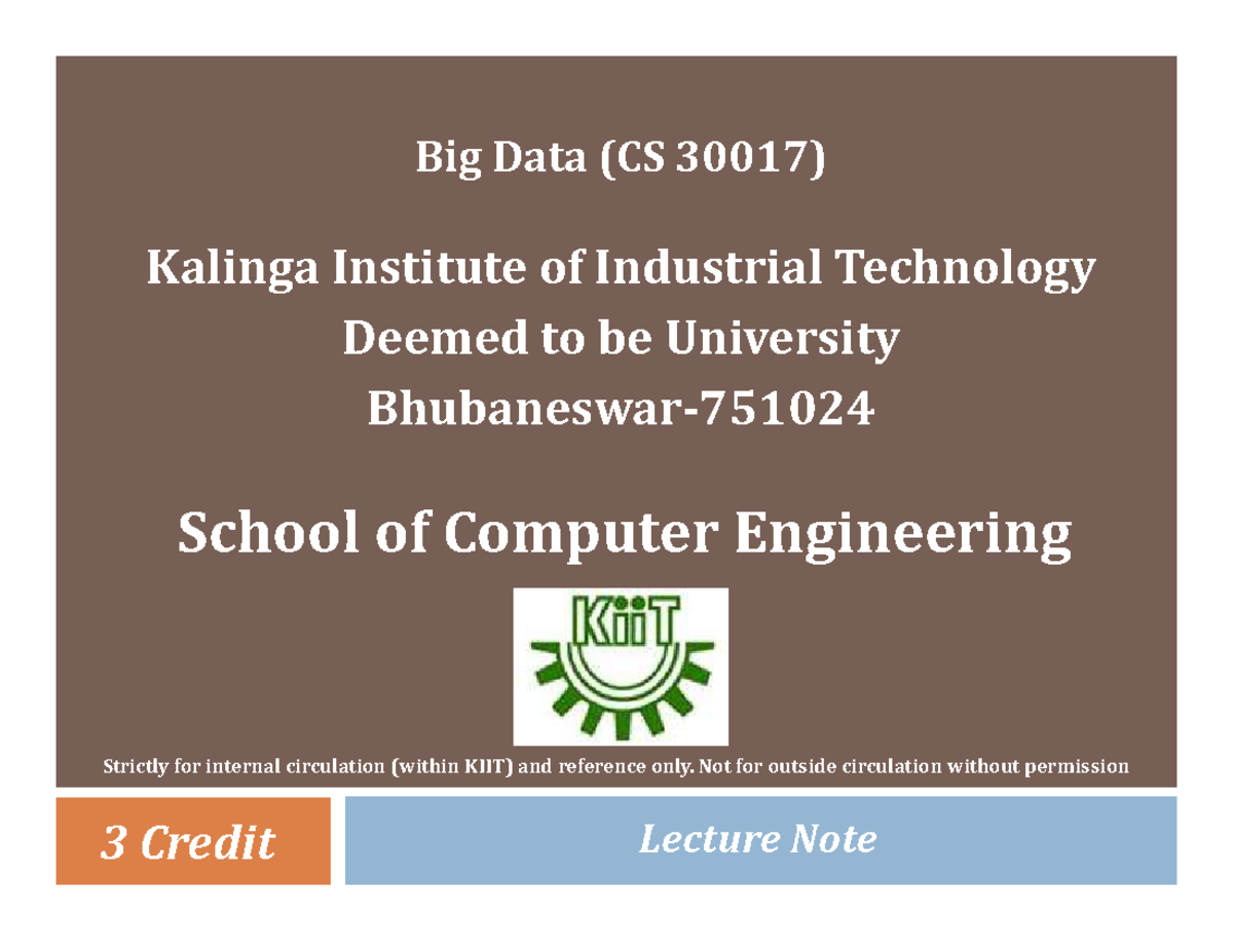 Big Data Lecture Notes (CS 30017): Storing Data Concepts - Studocu