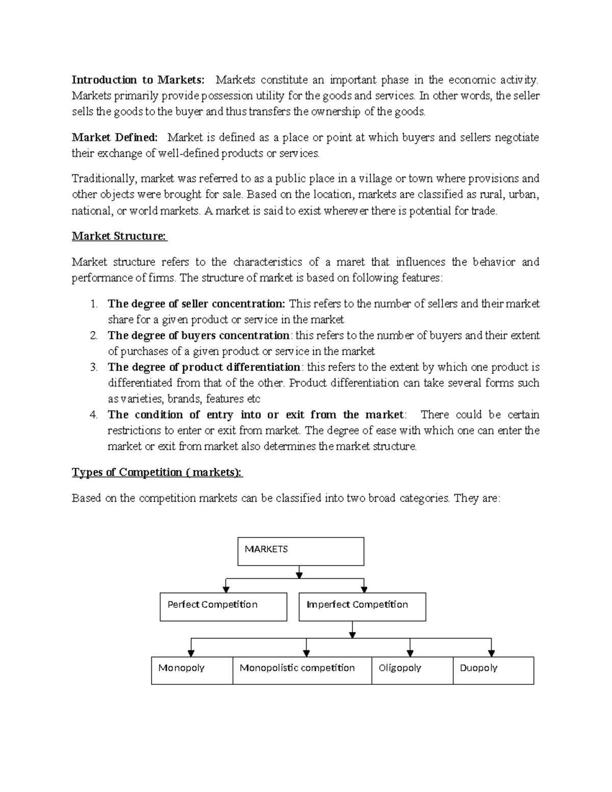 MEFA 301 - Lecture Notes on Market Structures and Competition - Studocu