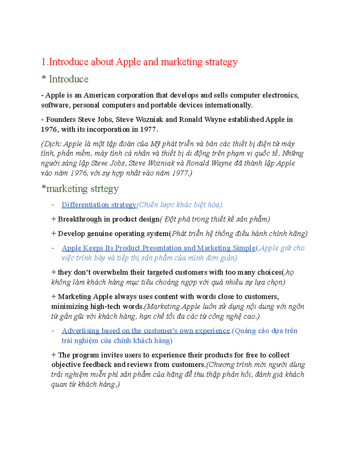 Content - hp2 - 1 about Apple and marketing strategy * Introduce Apple ...