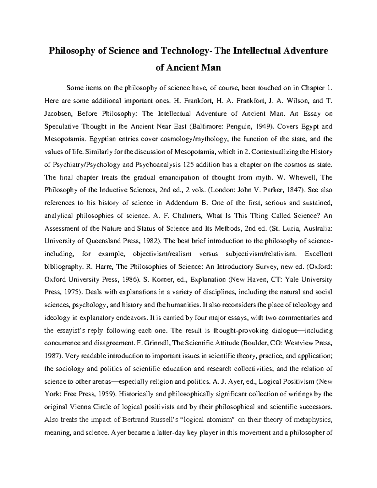 Philosophy of Science and Technology The Intellectual Adventure - Here ...