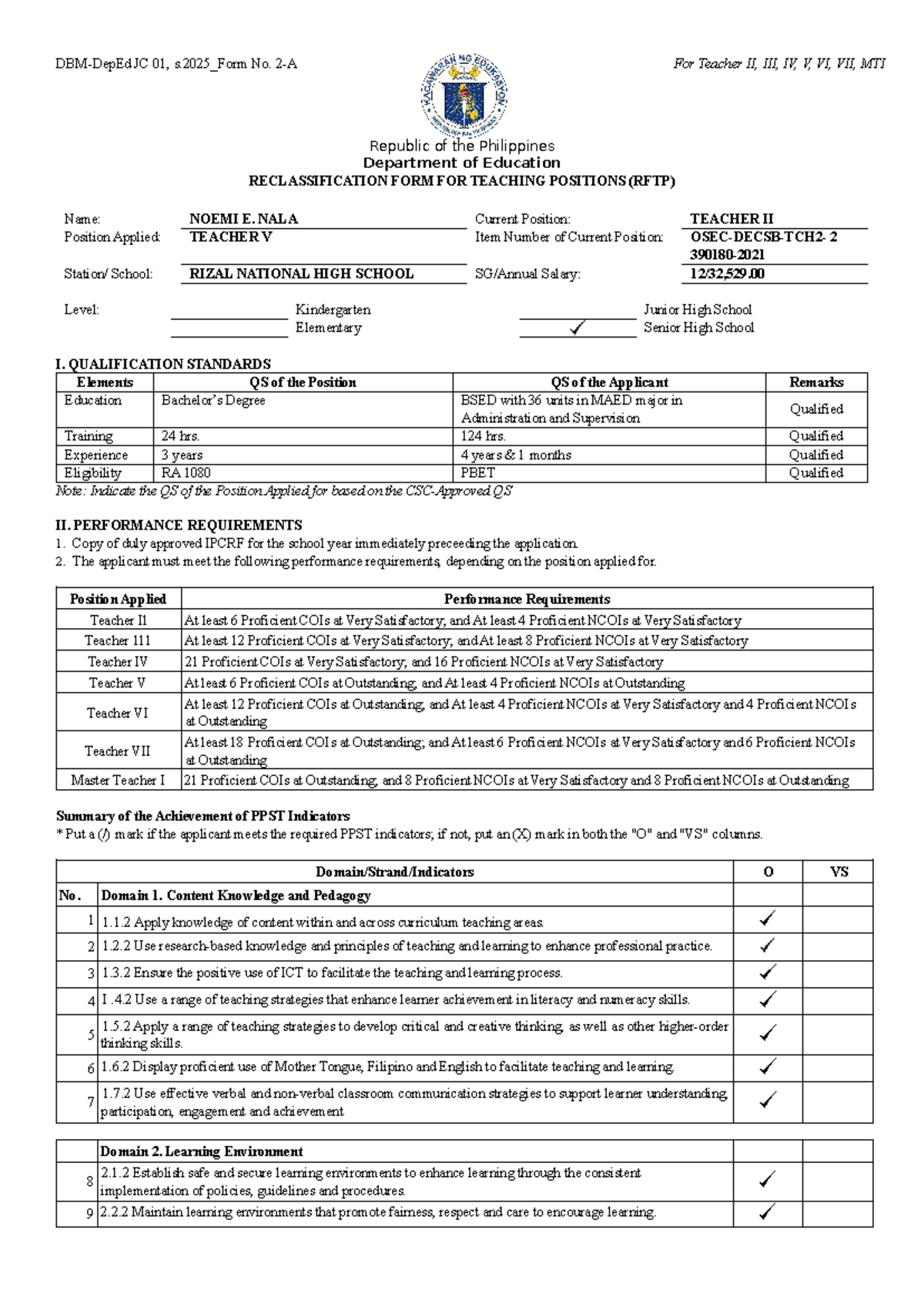 JC 01, s.2025_Reclassification Form for Teacher Positions - Studocu