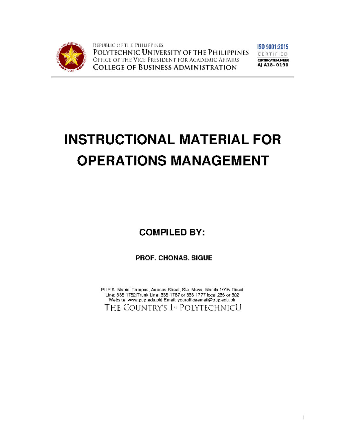 Operations Management Overview: Key Lessons & Insights - Studocu