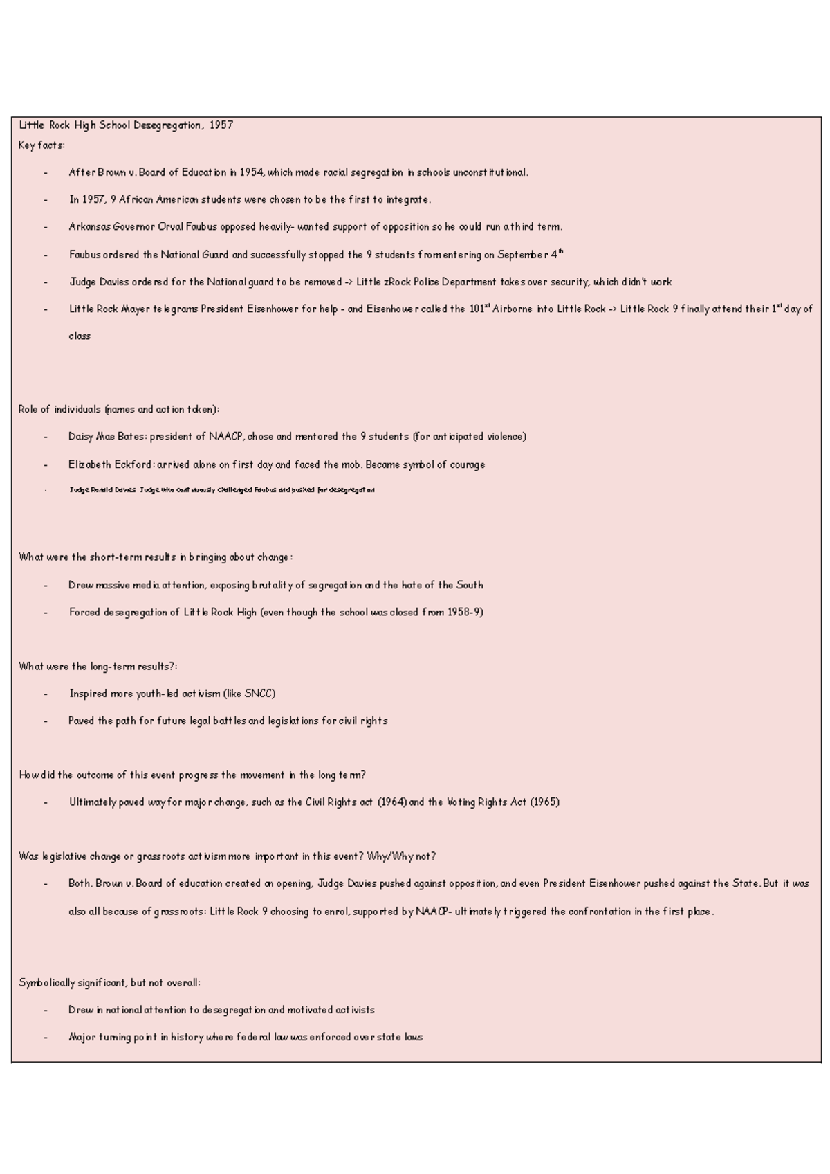 Civil Rights Movement in USA (1945-1968): Key Events Summary - Studocu