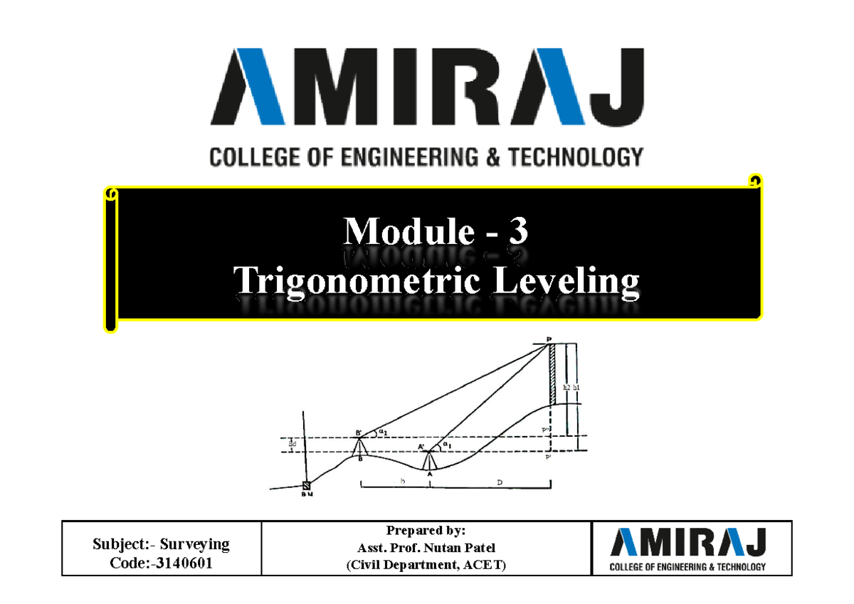 3140601 Surveying Module 3: Trigonometric Leveling Techniques - Studocu