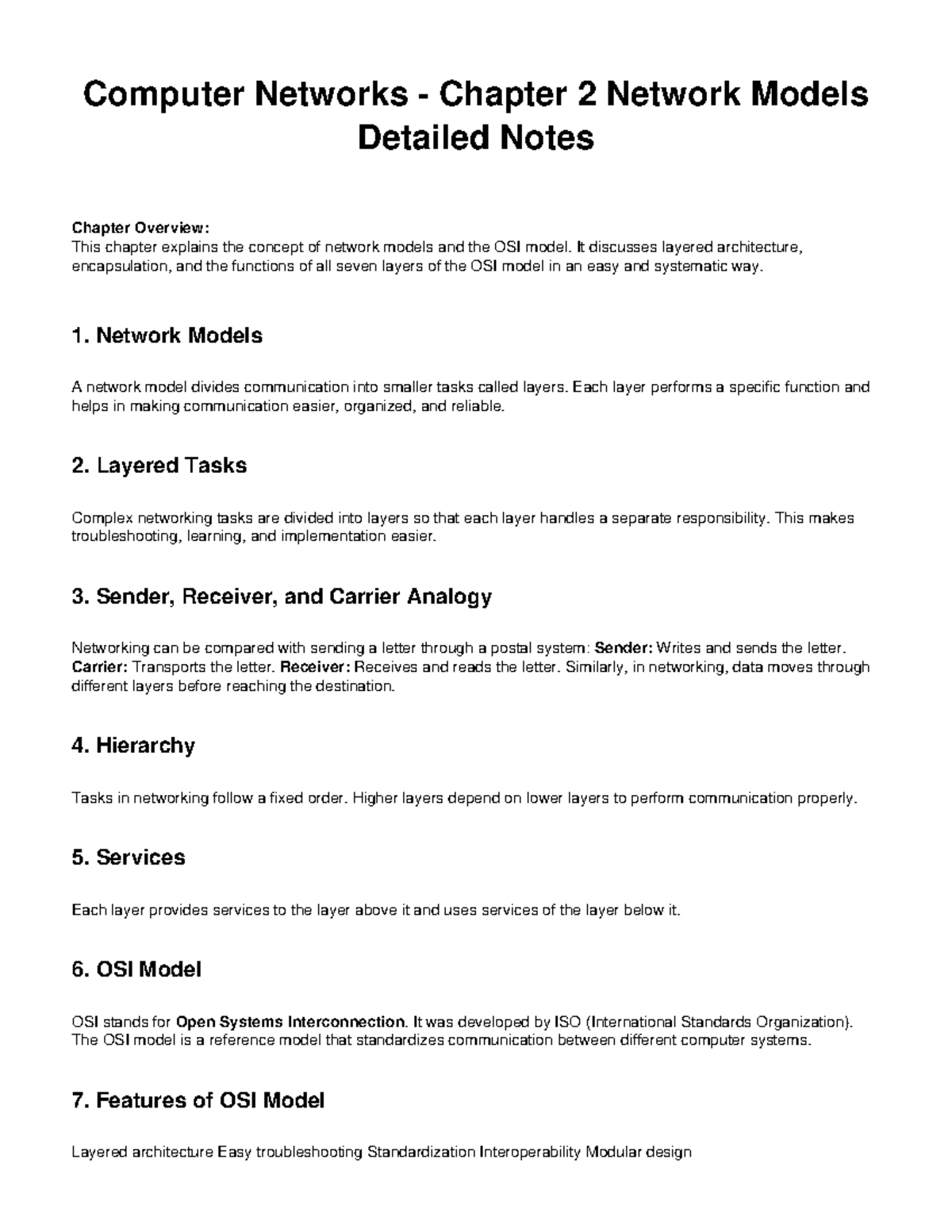 Computer Networks CH2: Detailed Notes on Network Models - Studocu
