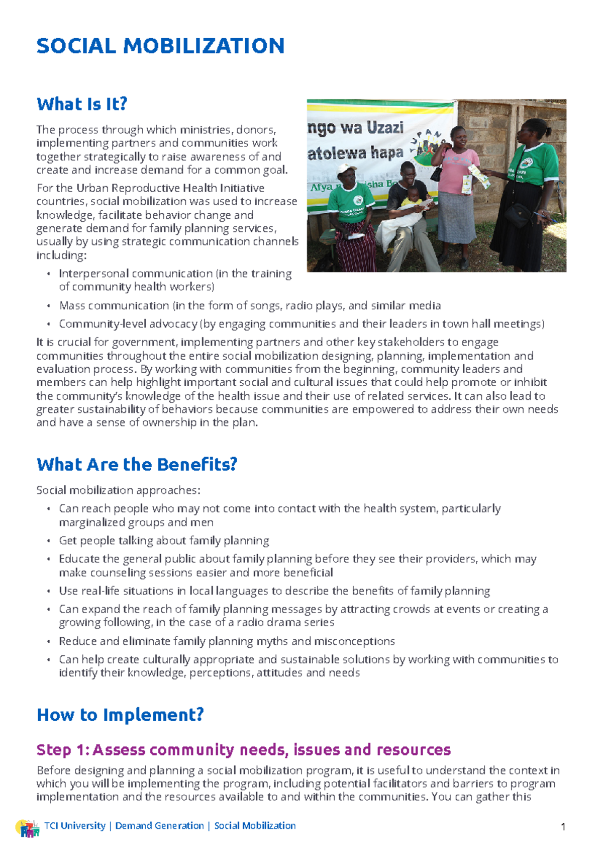 Social Mobilization Strategies for Reproductive Health Initiatives ...