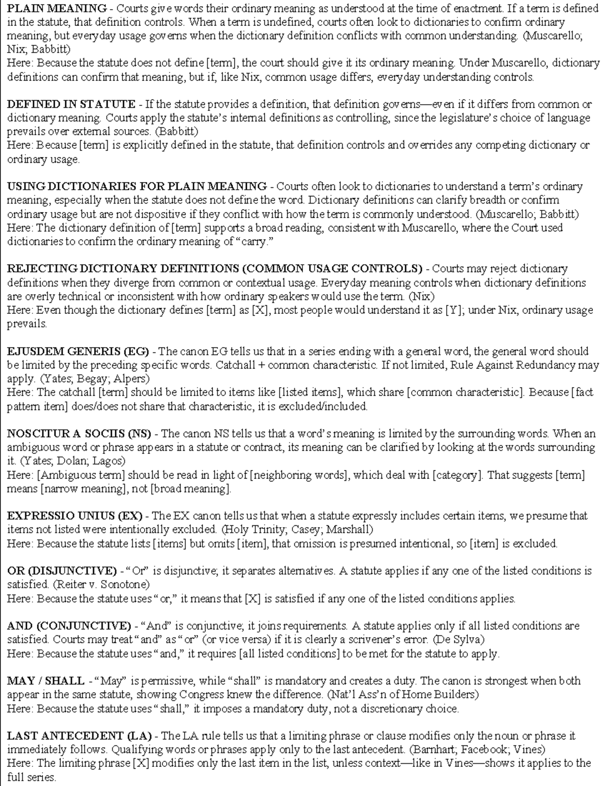 LEG REG Prewrite LIST - Pre-Writing for Statutory Interpretation Rules ...