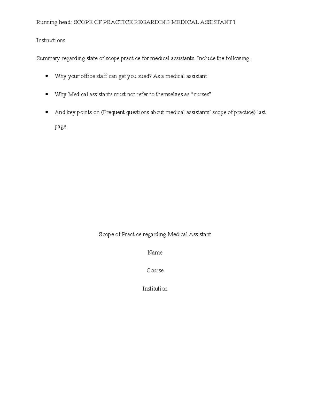 Scope of Practice for Medical Assistants: Legal Guidelines and Responsibilities - Studocu