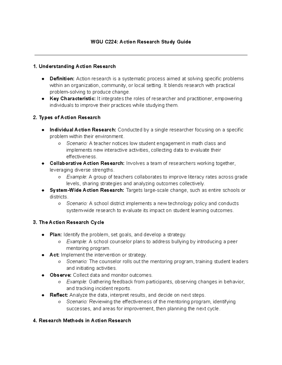 WGU C224: Comprehensive Action Research Study Guide for Exams - Studocu