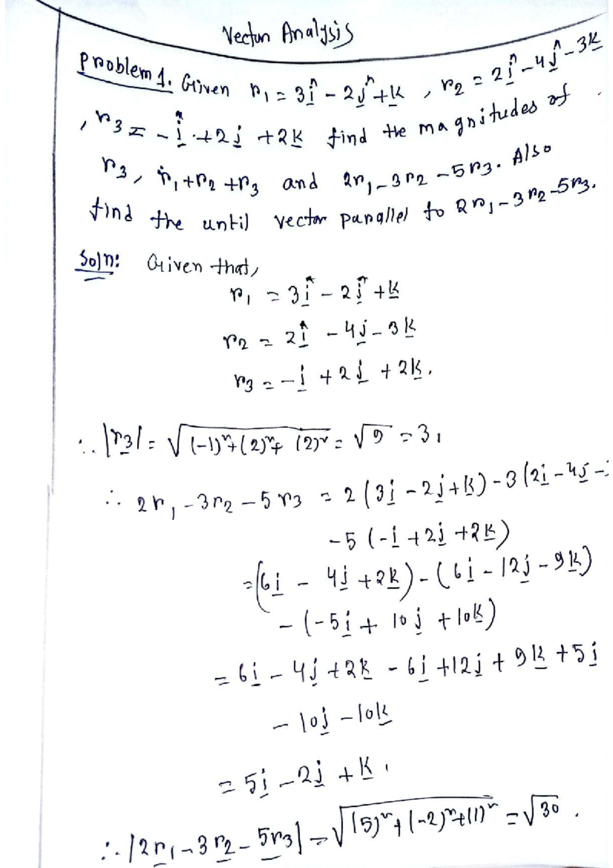 Vector Analysis Problems and Solutions - MAT 104 - Studocu