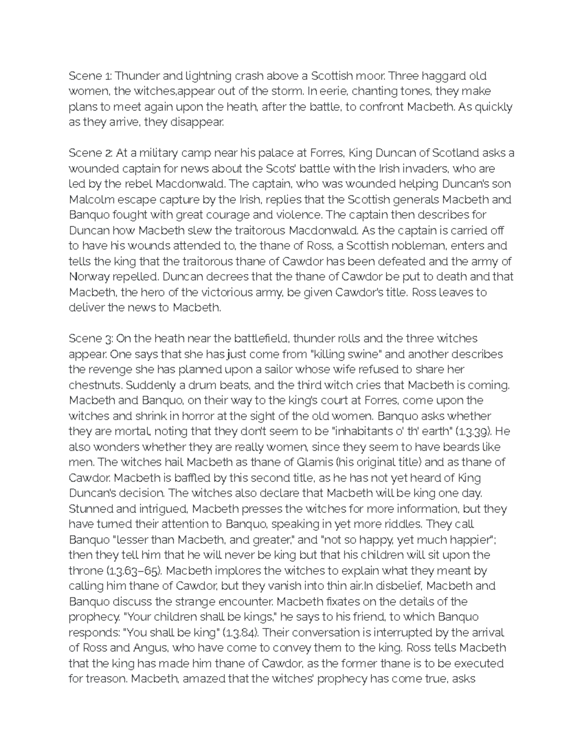 Macbeth: Act 1 Summary and Analysis (ENG 101) - Scene 1: Thunder and ...