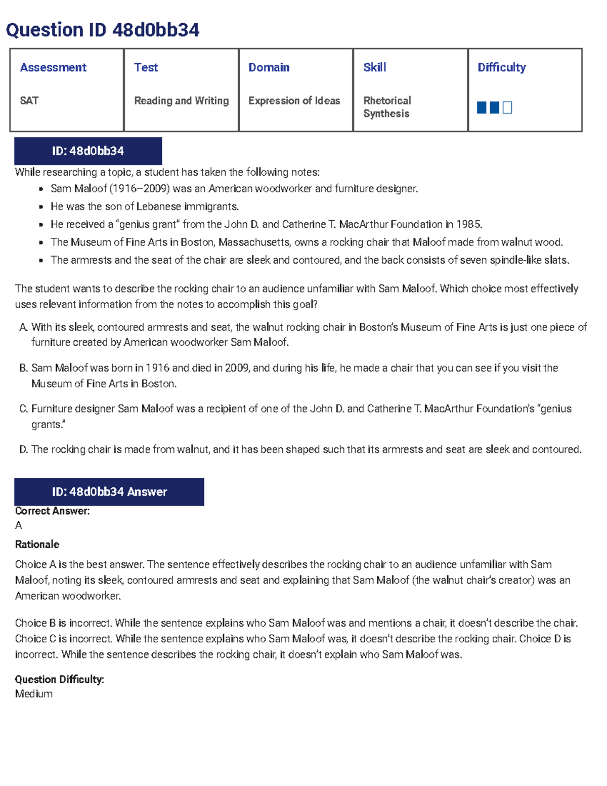 Assessment Test ID: 48d0bb34 - SAT Reading & Writing Rhetorical ...