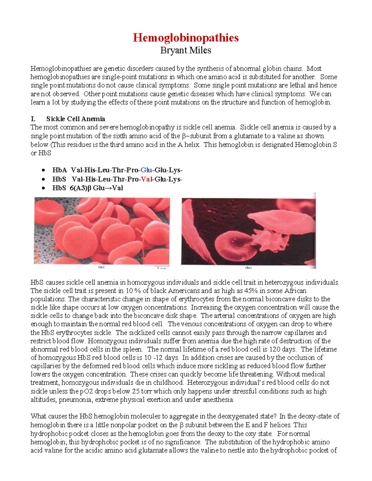 Hemoglobin and Myoglobin: Structure, Function, and Physiology (BIO