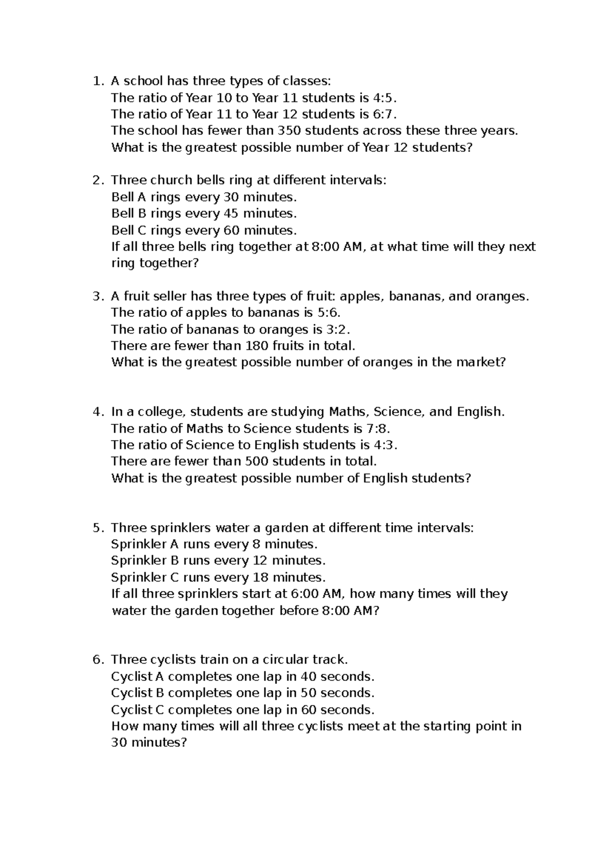 Maths 101: Factors and Ratios Mixed Questions Practice - Studocu