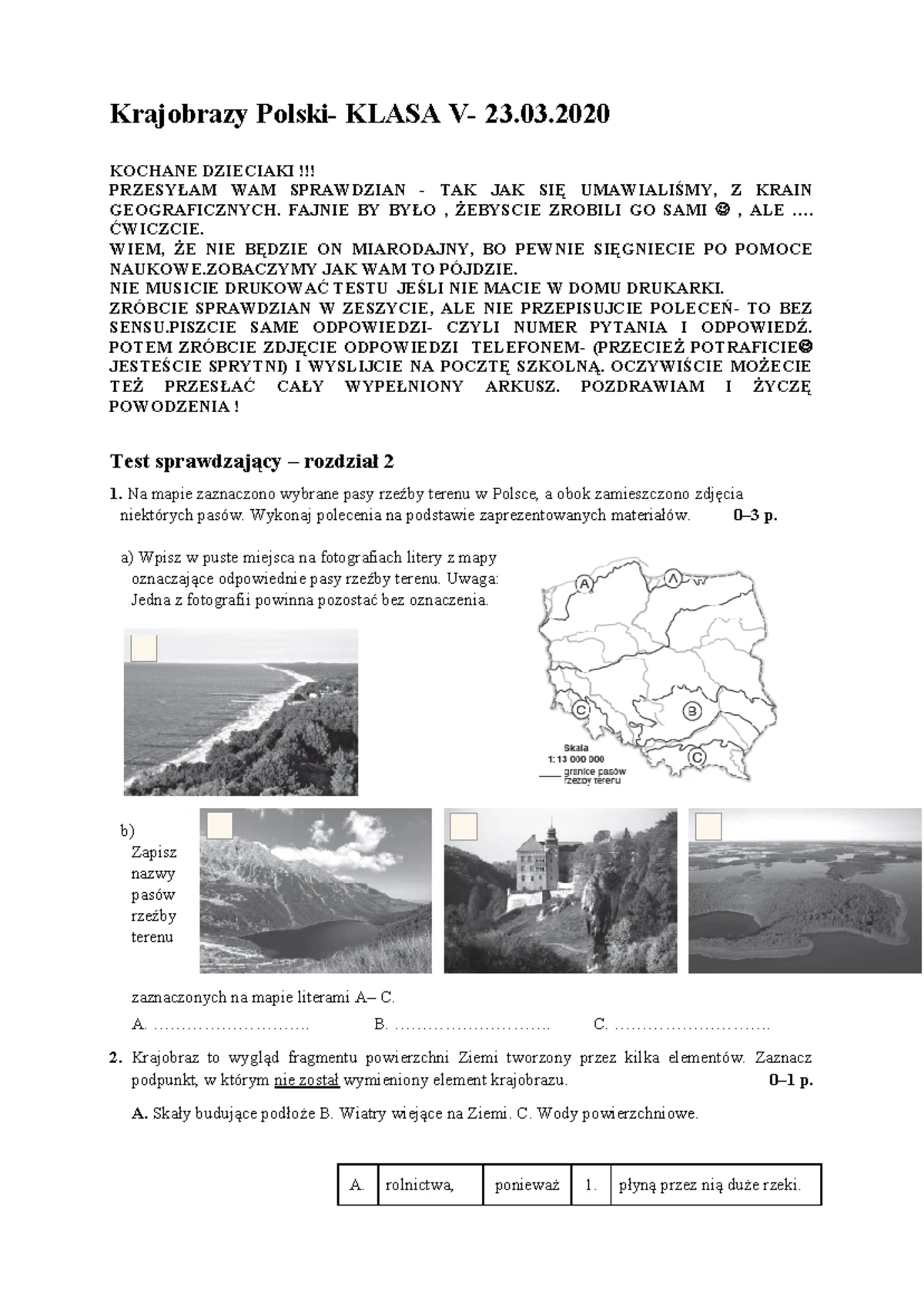 Test 3 A/B - Język Polski: Sprawdzian z Bajek Dla Klasy V - Studocu