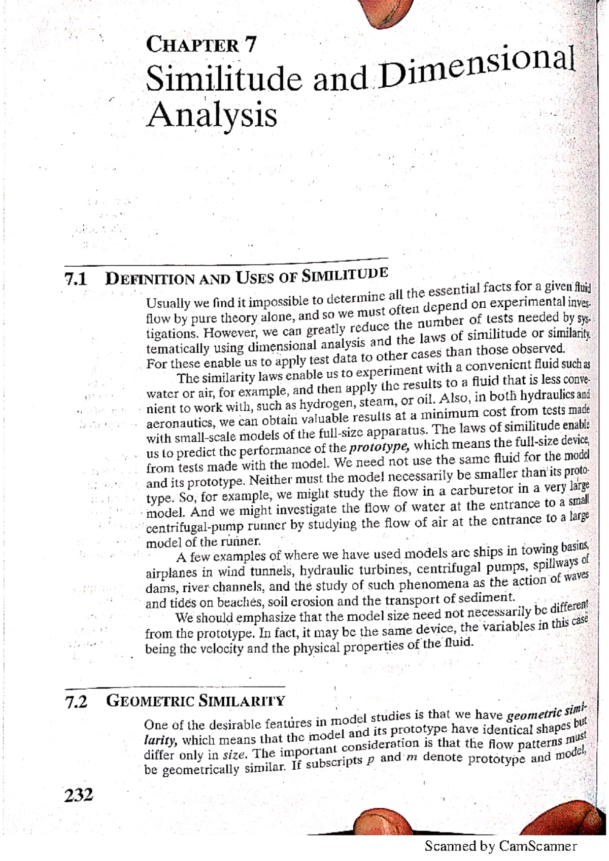 Chapter 7: Similitude & Dimensional Analysis Concepts - Studocu