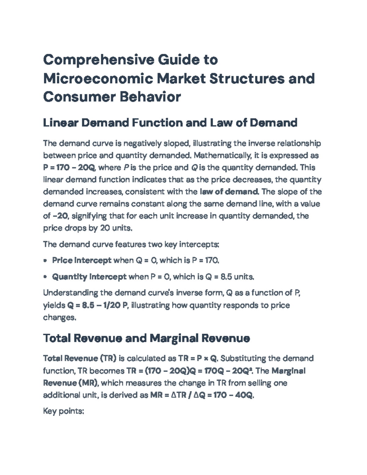 Microeconomics 101: Demand, Costs, and Market Structures Overview - Studocu
