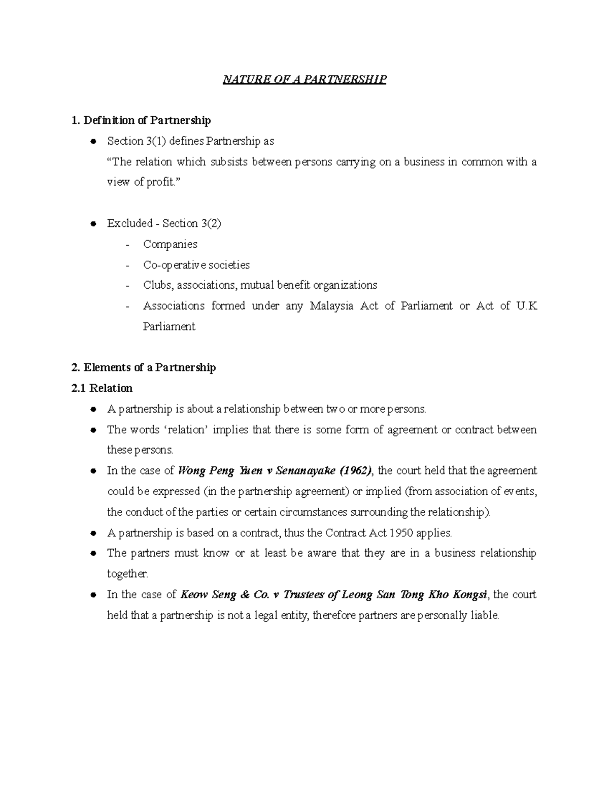 Corporate Law Finals - Partnership Overview and Key Concepts - Studocu