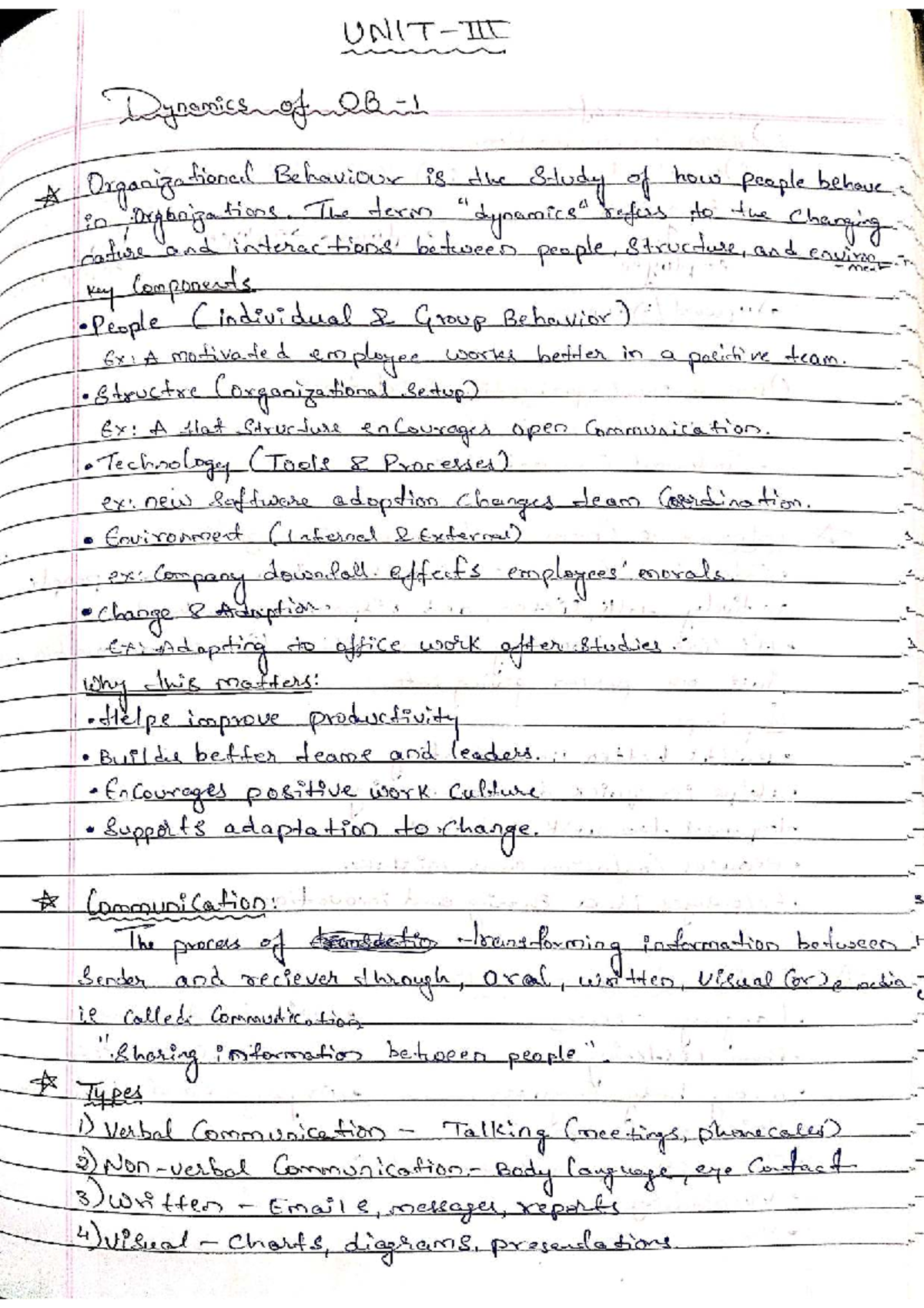 OB UNIT III - Dynamics of Organizational Behavior Notes - Studocu