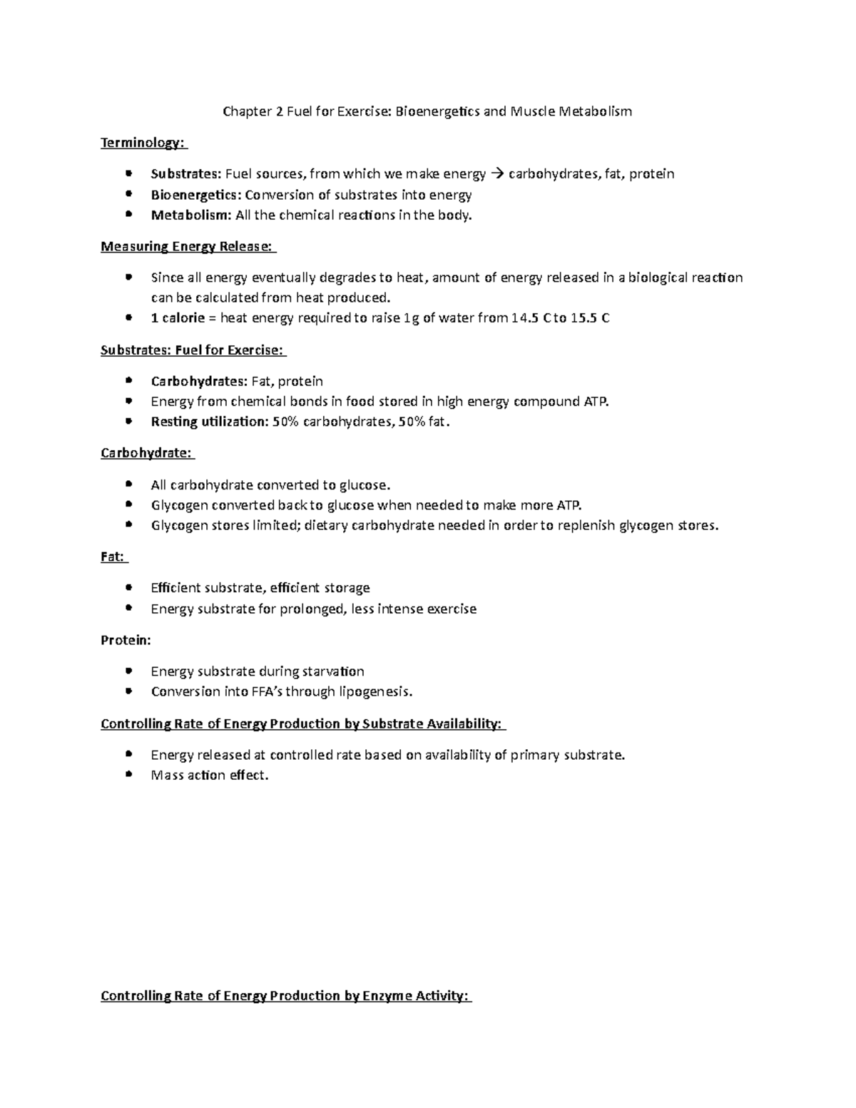 Chapter 2 Notes: Bioenergetics & Muscle Metabolism in Exercise ...