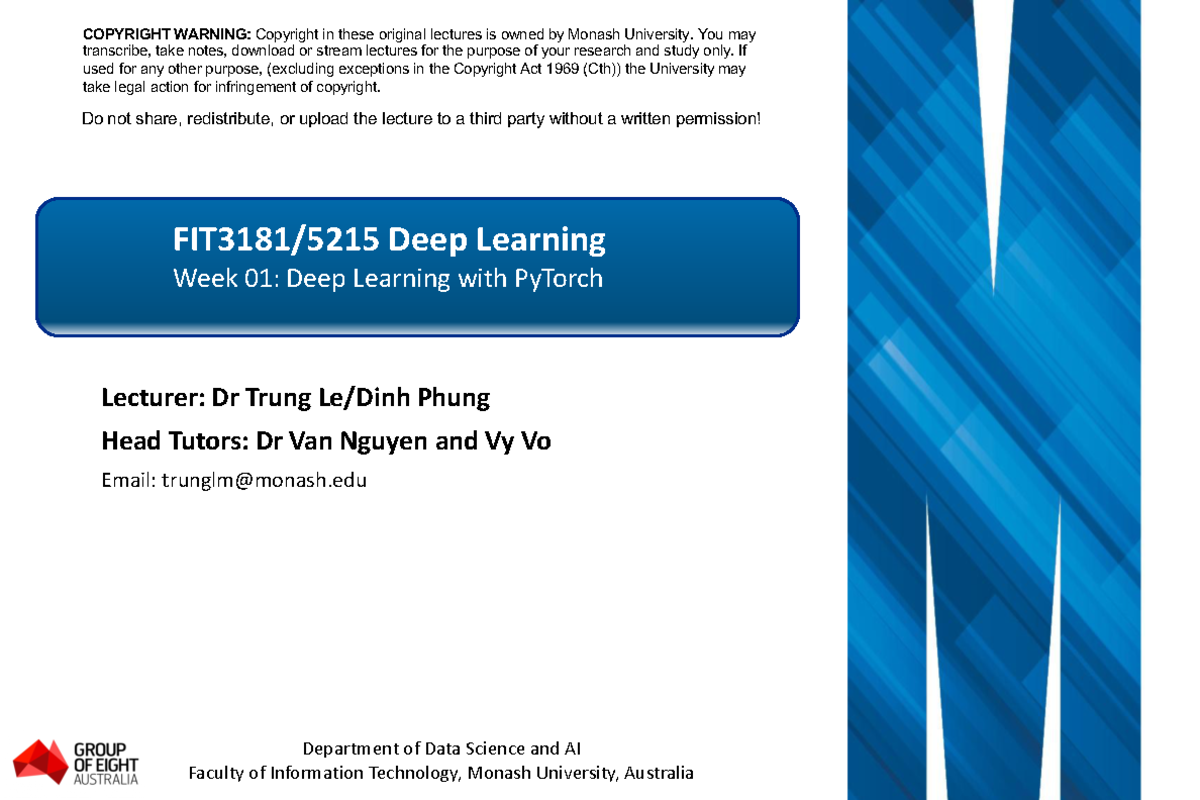 FIT3181 Tute 1: Intro to Deep Learning with PyTorch - Studocu