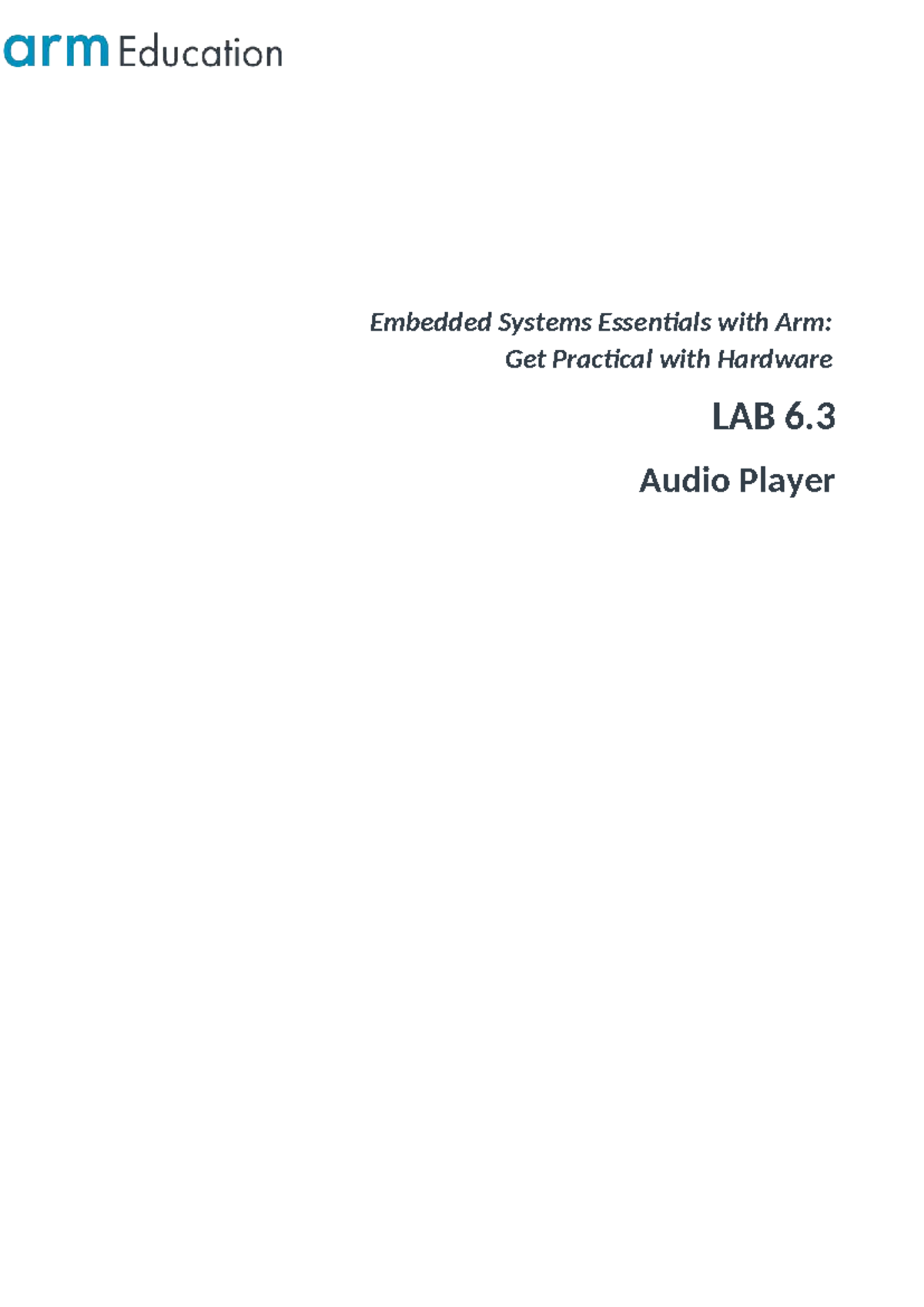 Lab 6.3: Audio Player Development in Embedded Systems with ARM - Studocu