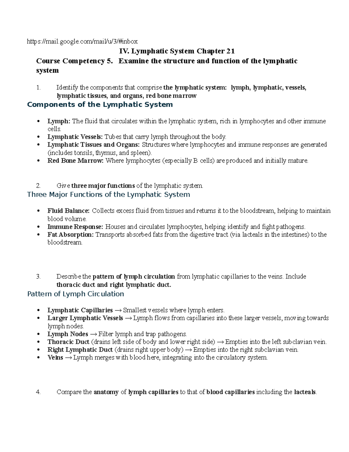 BIO151 Chapter 21 & 22: Lymphatic & Respiratory Systems Overview - Studocu