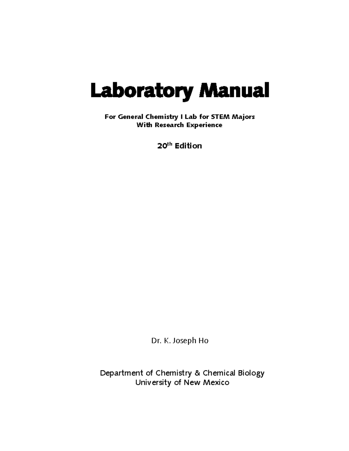 CHEM 121L General Chemistry I Lab Manual with CURE Insights - Studocu