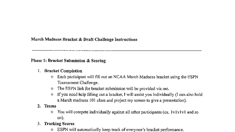 2025 March Madness Bracket Challenge Instructions & Scoring - Studocu
