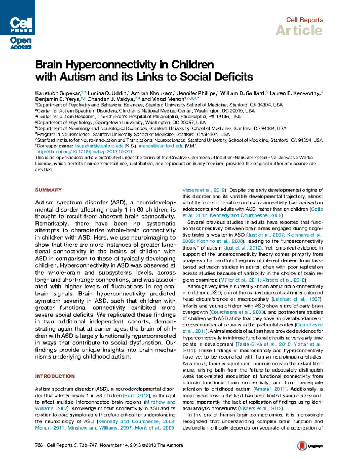 Cell Reports Article: Brain Hyperconnectivity in ASD and Social ...