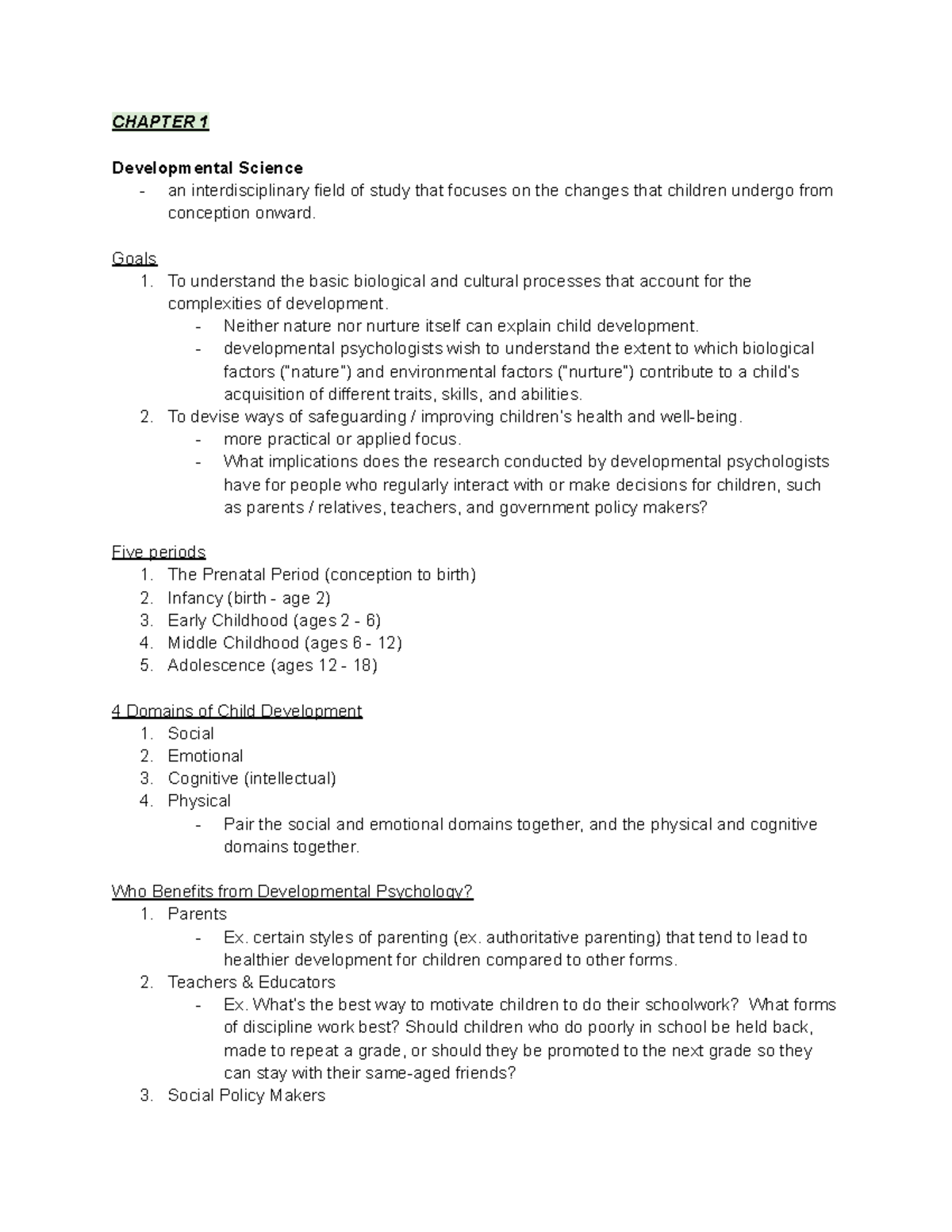Psych 2040: Comprehensive Notes on Child Development (Ch. 1-5) - Studocu