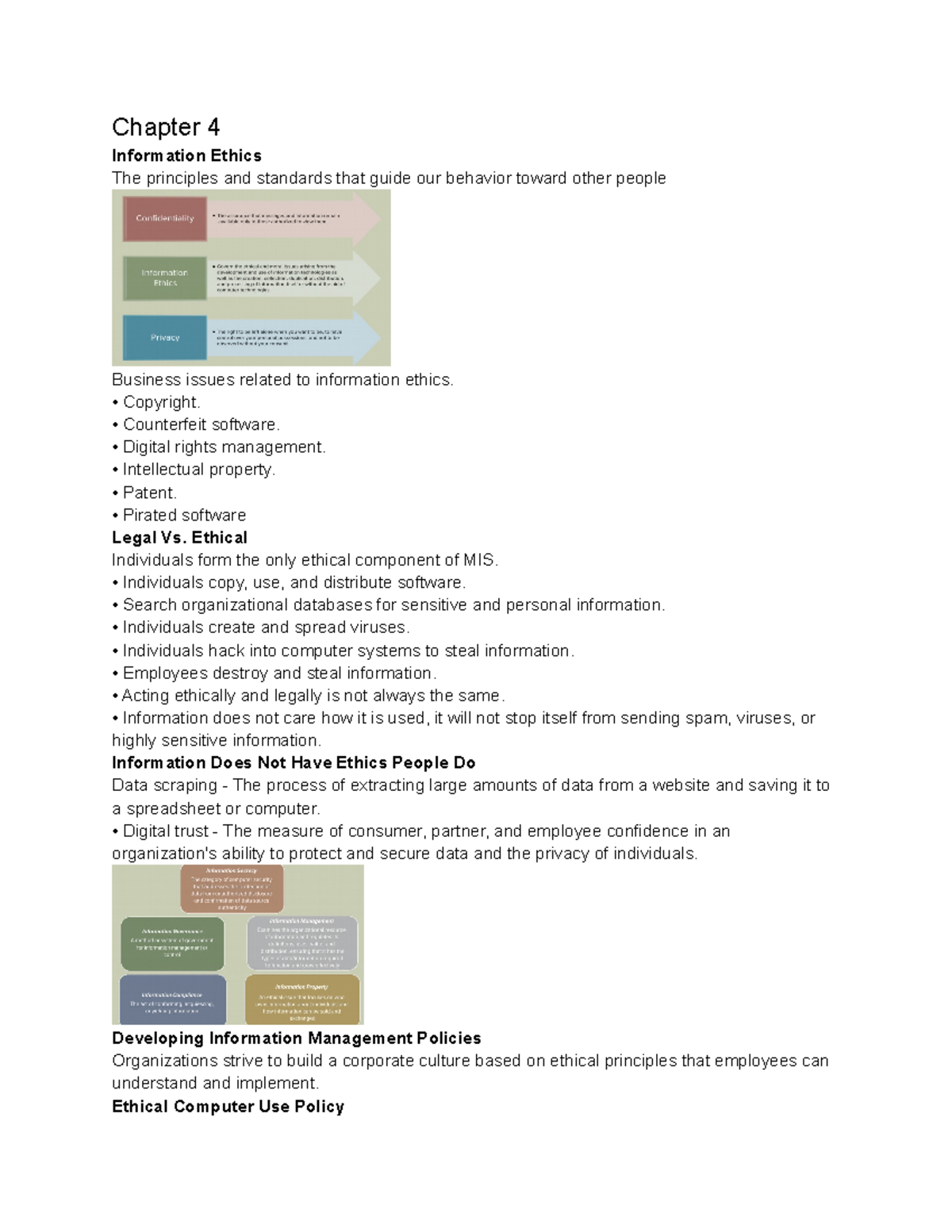 Chapter 4 - Chapter 4 Information Ethics The principles and standards ...