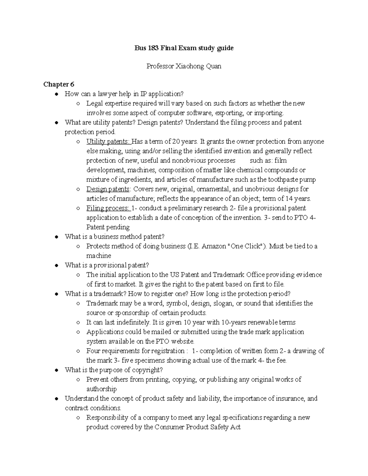 Bus 183 Final Exam Study Guide: Key Concepts and Case Insights - Studocu