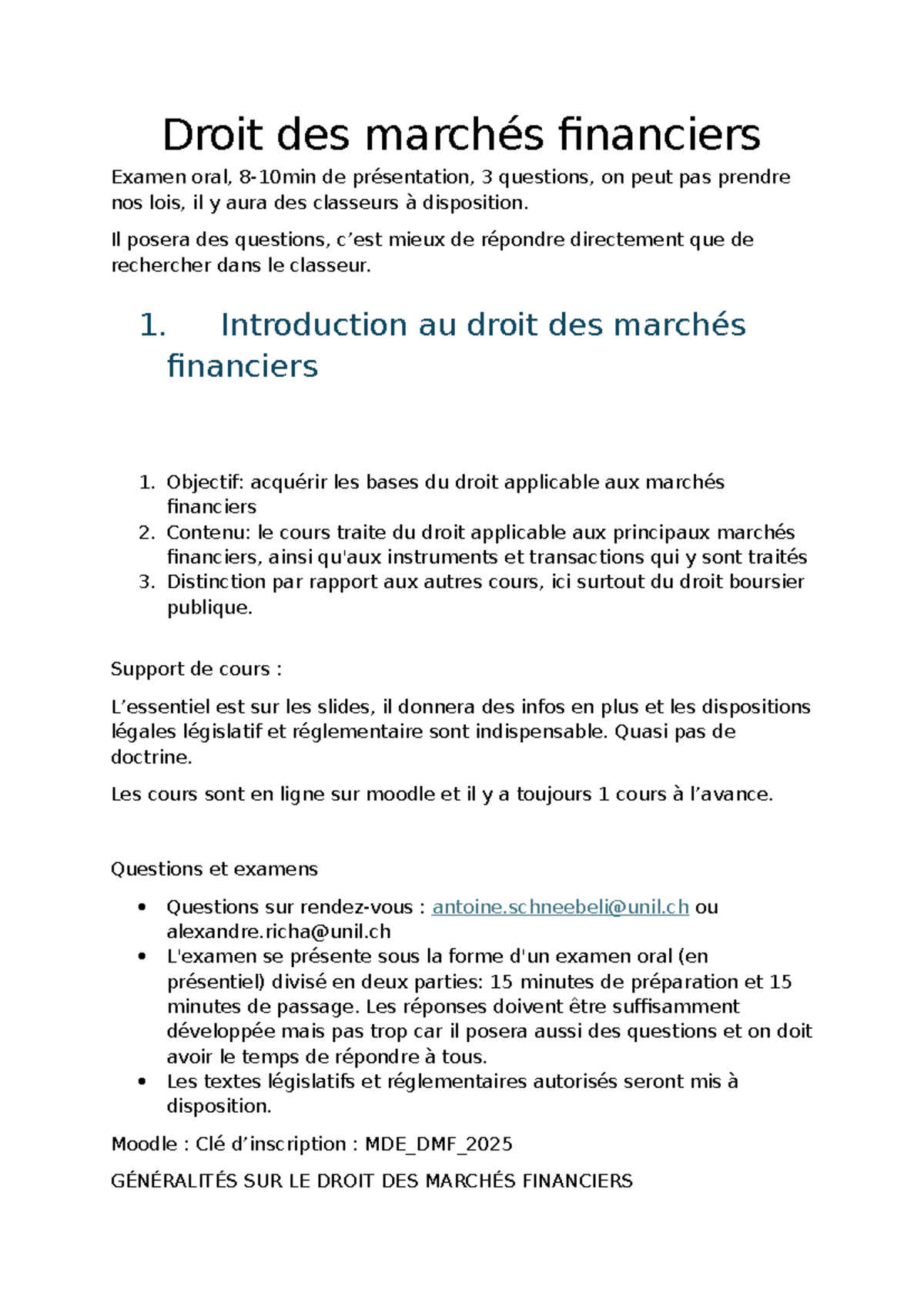 DMF 2025 - Examen Oral : Introduction au Droit des Marchés Financiers ...