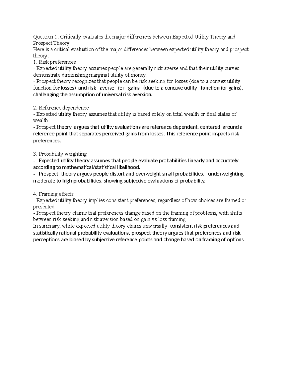 Critical Evaluation of Expected Utility Theory vs. Prospect Theory ...