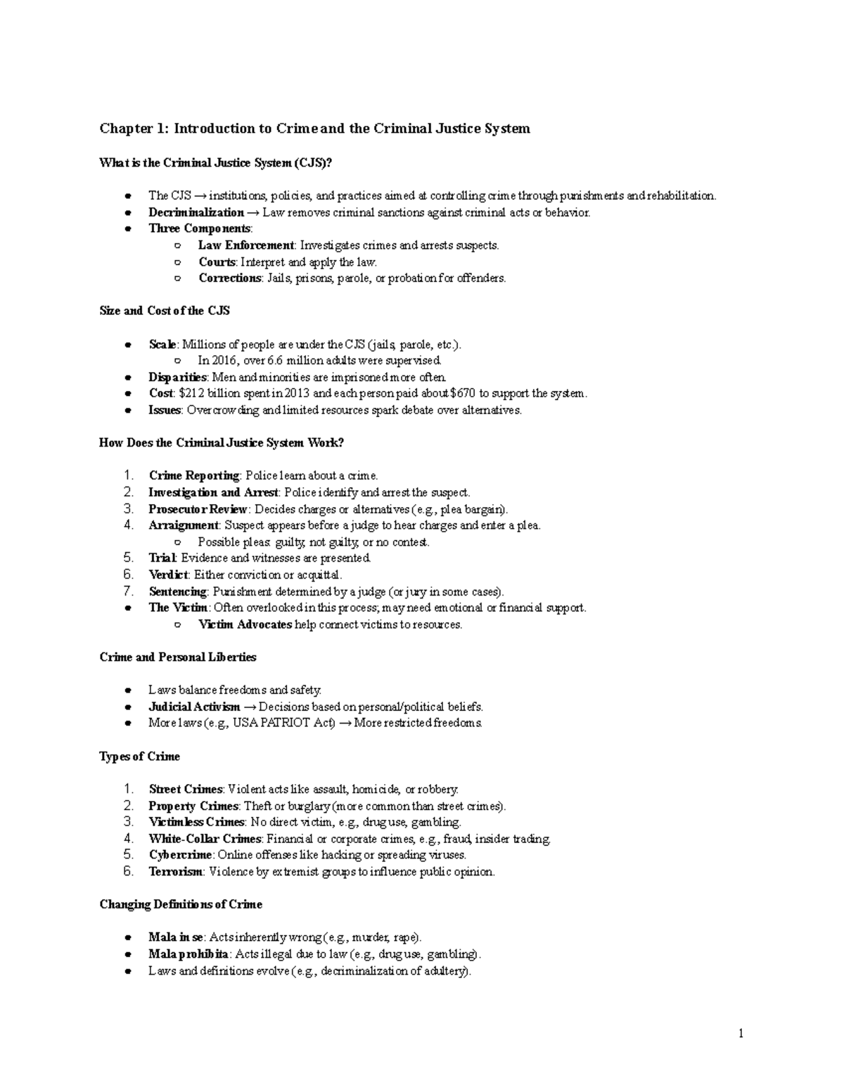 CRJ 101 Final Exam Study Guide: Key Concepts of Criminal Justice System ...