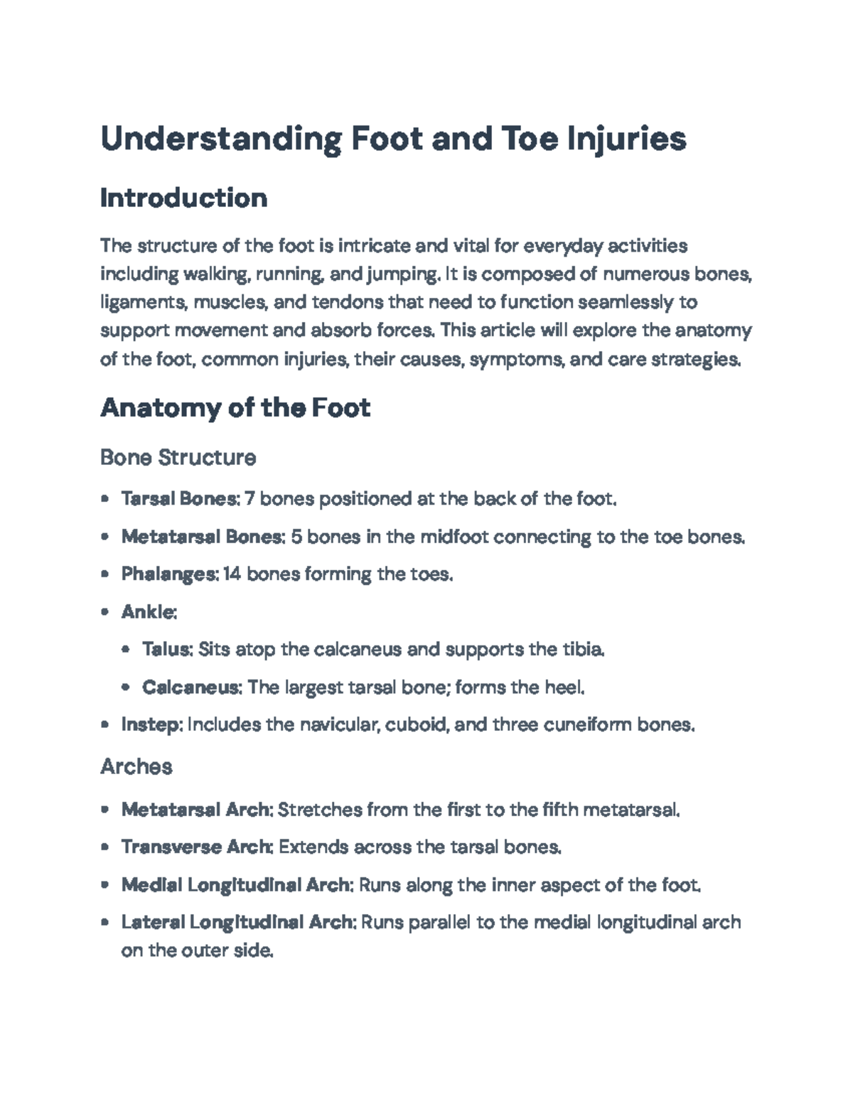 Understanding Foot Injuries: Anatomy, Causes, and Care Strategies ...