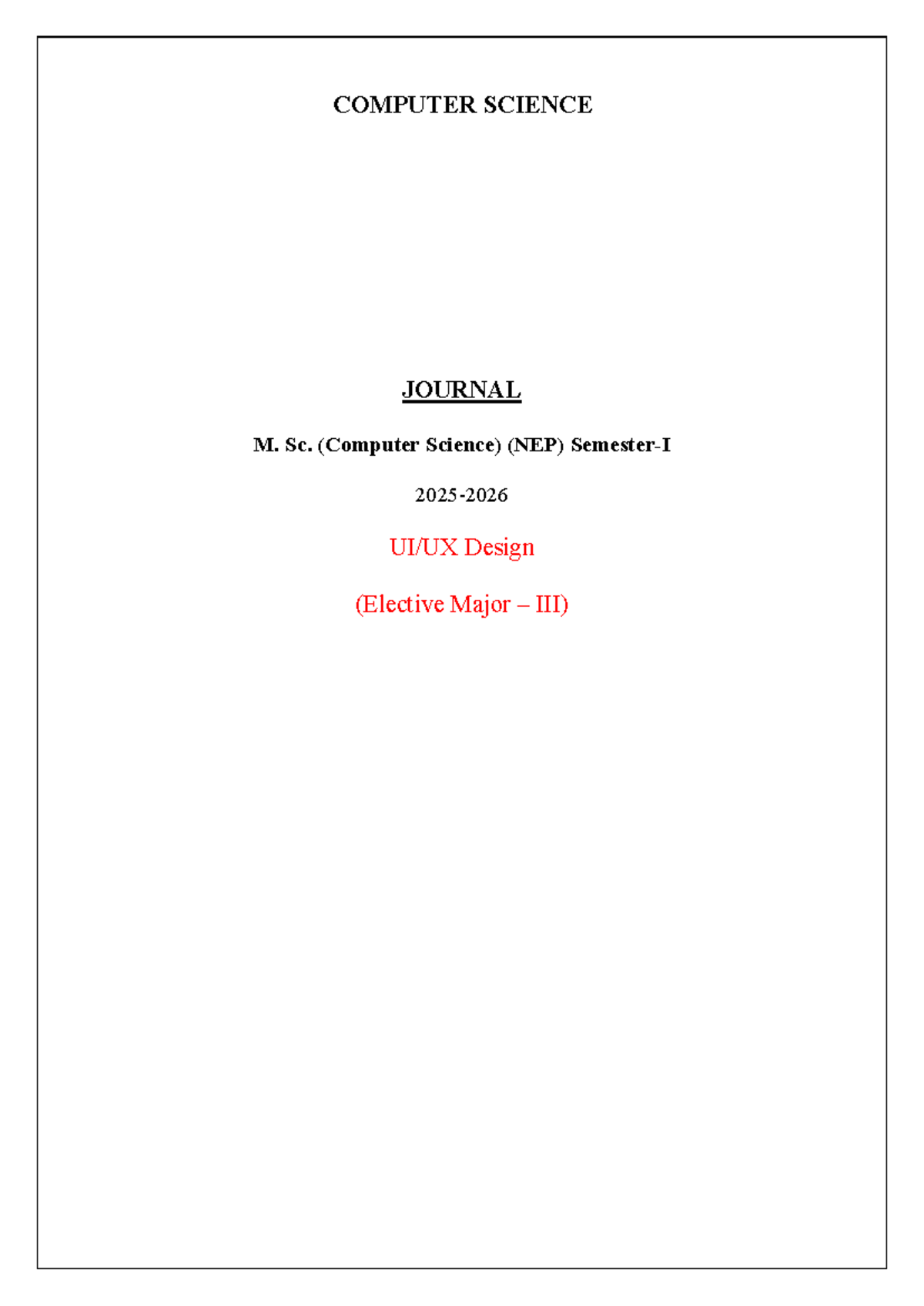 UI/UX Design Practical Index for M.Sc. (CS) NEP - Studocu