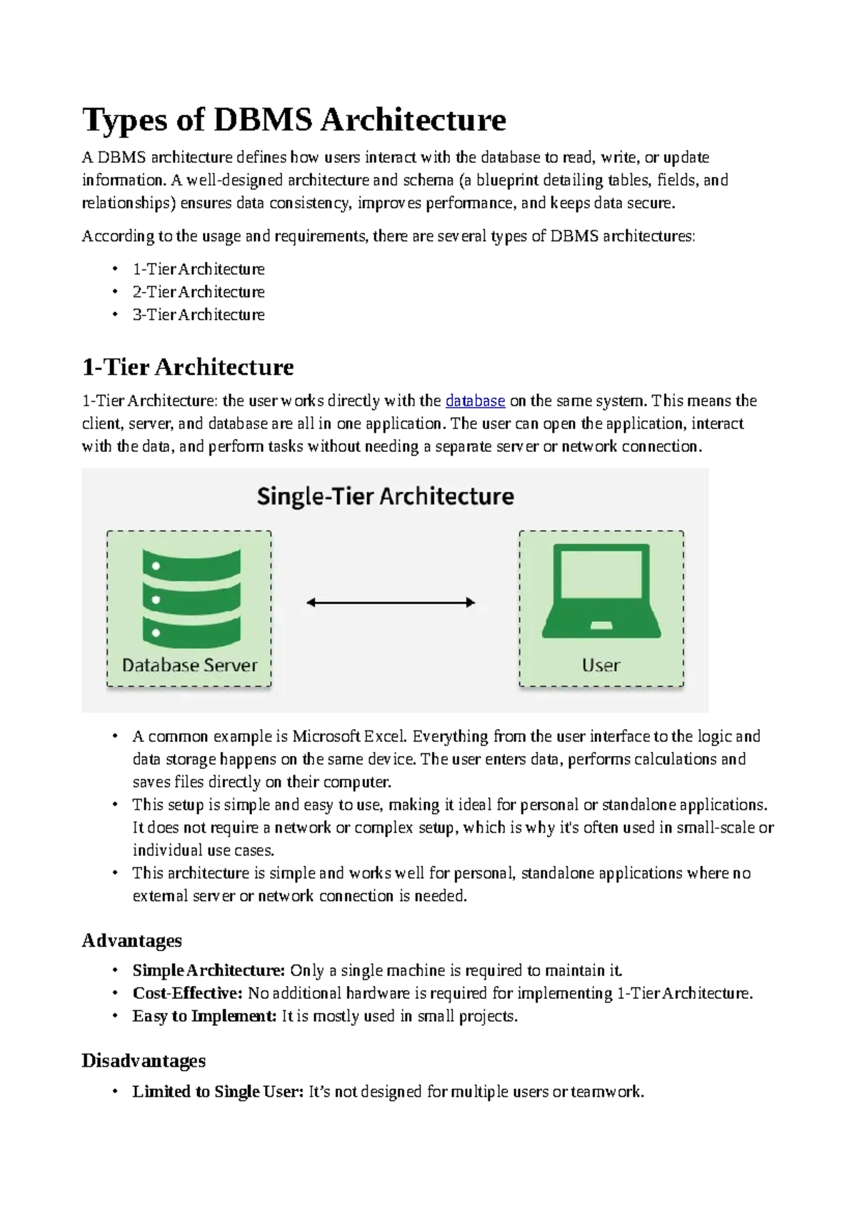 DBMS Architecture Types and Data Models Overview - DBMS 101 - Studocu