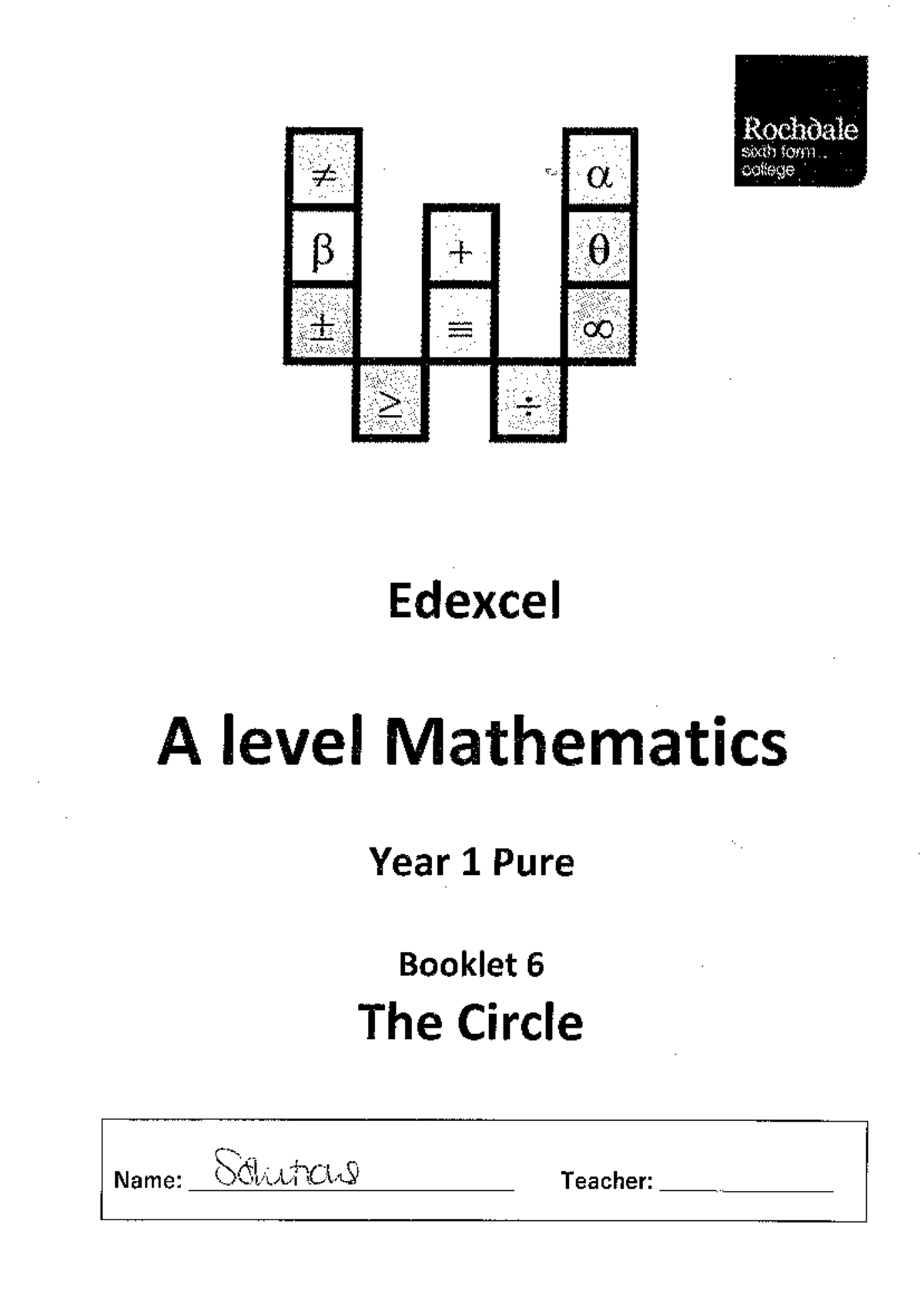 Edexcel A Level Maths Year 1: Circle Solutions Booklet - Studocu