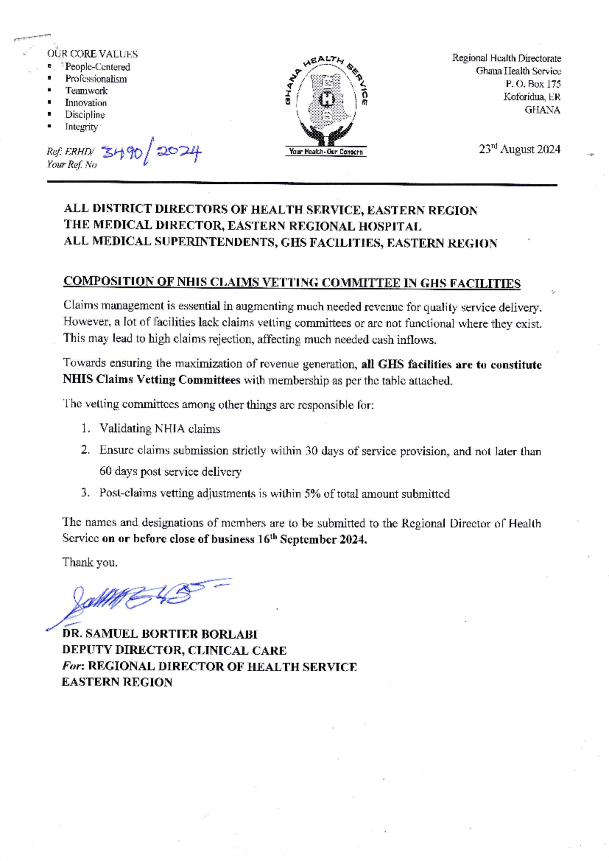 NHIS Claims Vetting Committees in GHS Facilities Guidelines - Studocu