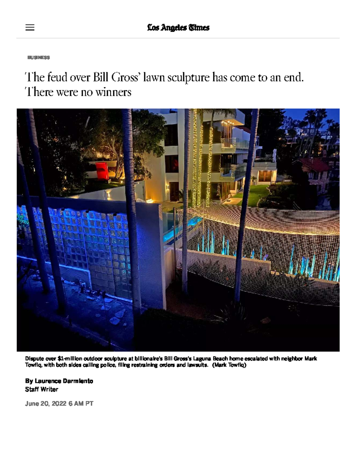 Feud Resolution: Bill Gross' Controversial Lawn Sculpture Saga ...