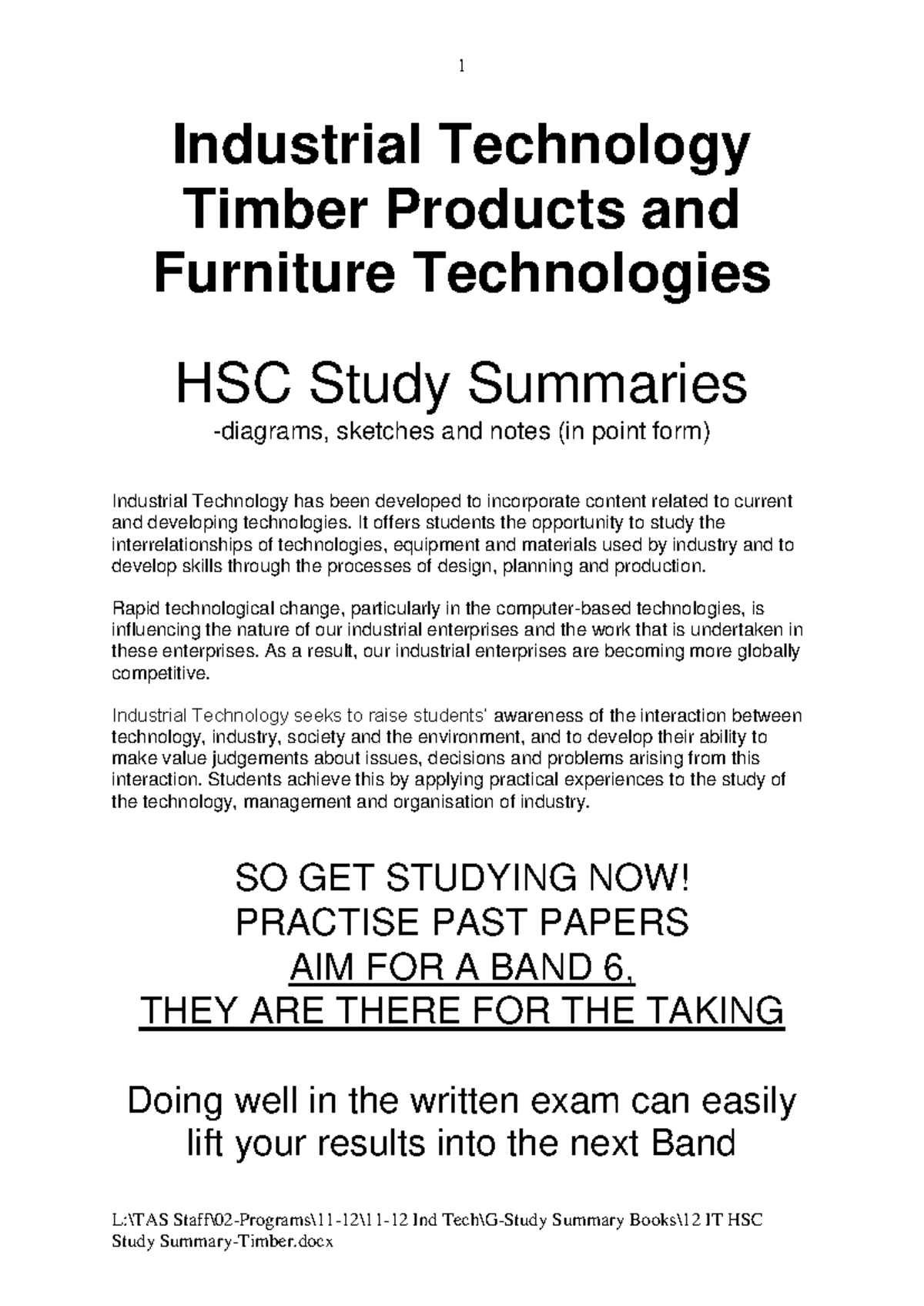 12 IT HSC Study Summary: Timber Products & Furniture Tech - Studocu
